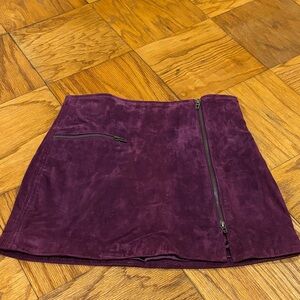 Blank NYC Plum Suede Mini Skirt with Asymmetrical Zip